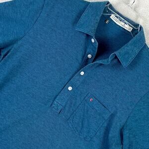 Criquet Polo Shirt Mens M Blue Stretch Slim Fit Preppy Classic Golf Summer Beach